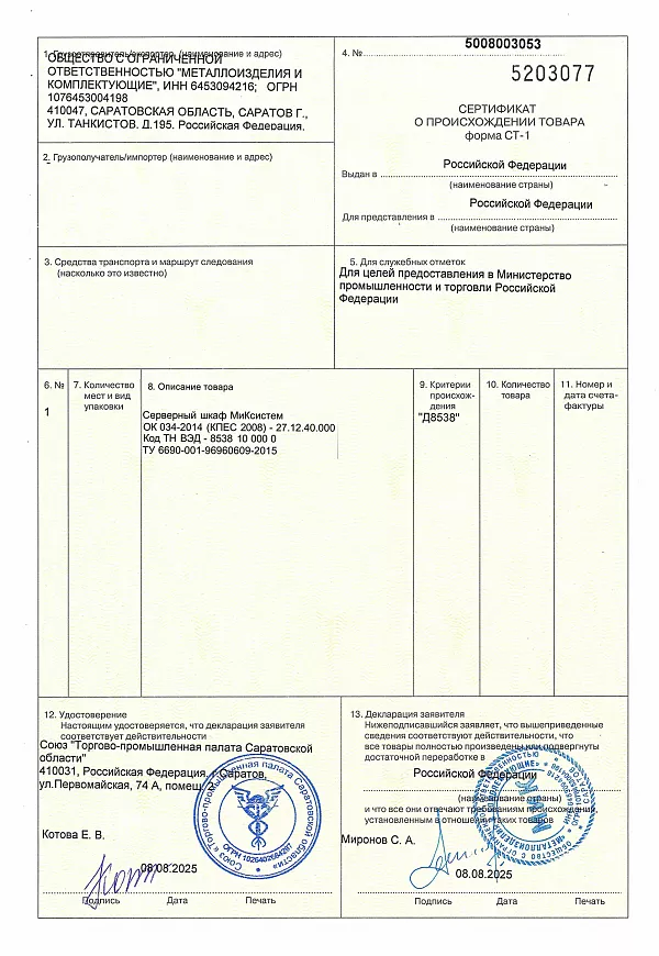 СТ-1 серверный шкаф МИКсистем
