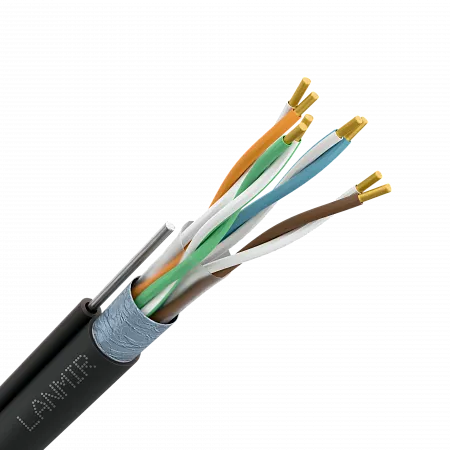 Кабель (витая пара) внешний LANMIR-PRO+ F/UTP Cat5e PE 4х2х0.52 с тросом черный